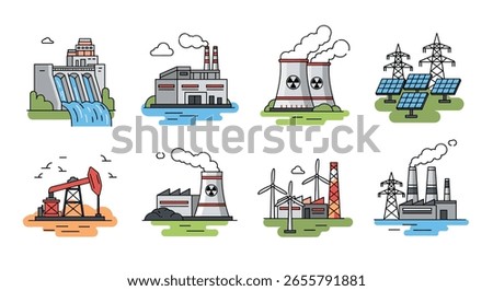 Collection of industrial power generation facilities and renewable energy sources