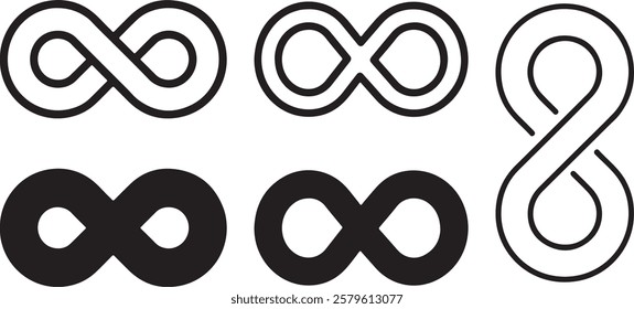 Collection of infinity, endless, eternity, loop, continuous icon vector