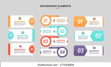 Collection of Infographic design template for presentation,Business  infographics,can be used for workflow layout, diagram, annual report, web design.banner,label,Set of colorful infographics vector.