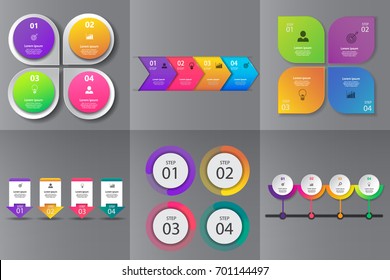 Collection of Infographic design template for presentation,Business 3d infographics,can be used for workflow layout, diagram, annual report, web design.banner,label,set of colorful infographics vector