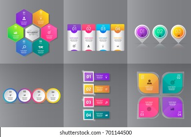 Collection of Infographic design template for presentation,Business 3d infographics,can be used for workflow layout, diagram, annual report, web design.banner,label,set of colorful infographics vector