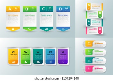 Collection of Infographic design template,Business 3D infographics,can be used for workflow layout, diagram, annual report, web design.banner,label vector.