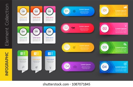 Collection of Infographic design template,Business  infographics element, can be used for workflow layout, diagram, annual report, web design.banner,label vector