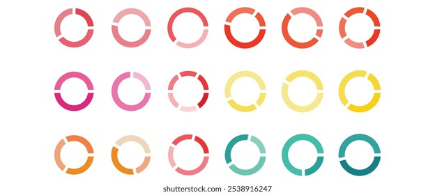 collection of infographic elements, pie chart vector, bar graph, color wheel