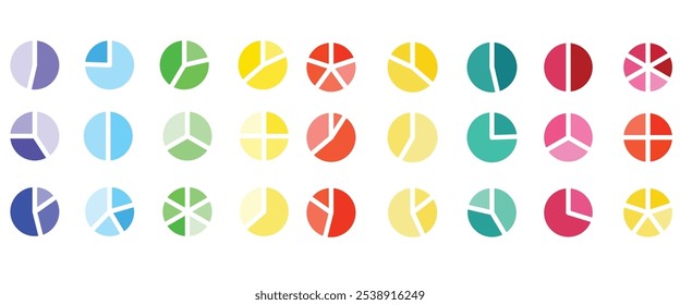 collection of infographic elements, pie chart vector, bar graph, color wheel