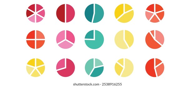 collection of infographic elements, pie chart vector, bar graph, color wheel