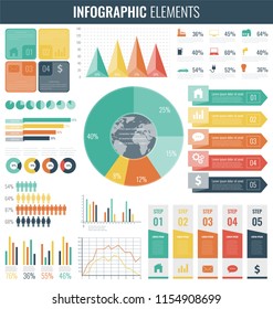 Collection of infographic elements. Template for business and presentations. Infographics set. Vector illustration