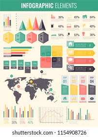 Collection of infographic elements. Template for business and presentations. Infographics set. Vector illustration