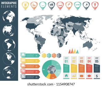 Collection of infographic elements. Template for business and presentations. Infographics set. Vector illustration