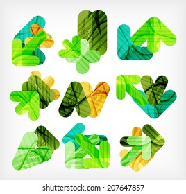 Collection of infographic option layouts created with glossy geometric shapes