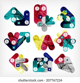 Collection of infographic option layouts created with glossy geometric shapes