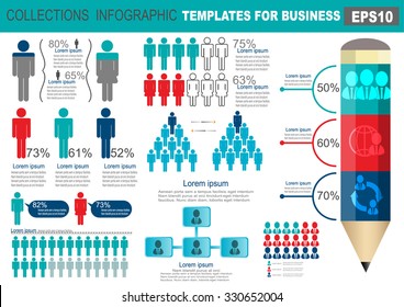 Collection of infographic people elements for business. Vector illustration
