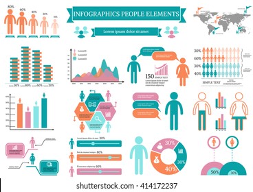 Collection of infographic people  elements for business.Vector illustration