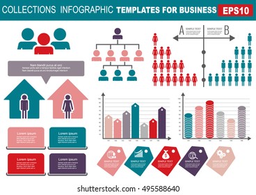 Collection of infographic people  elements for business.Vector illustration