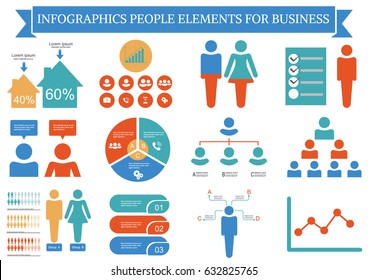 Collection of infographic people  elements for business.Vector illustration
