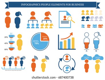 Collection of infographic people  elements for business.Vector illustration