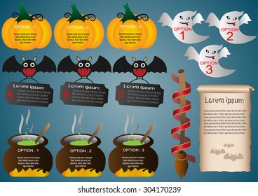 Collection of infographic set elements for 
Halloween icon set.