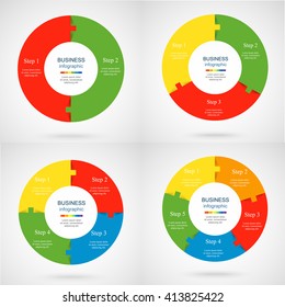 Collection of infographic templates for business with 2, 3, 4, 5, options or steps. Vector illustration can be used for diagram, graph, presentation and chart.
