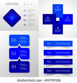Collection of infographic templates for business with 3 and 4 options or steps. Vector illustration can be used for diagram, graph, presentation and chart.