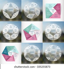 Collection of infographic templates for business with 4, 5 and 6 options or steps. Vector illustration can be used for diagram, graph, presentation and chart.