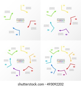 Collection of infographic templates for business with 4, 5, 6 and 7 options, parts or steps. Data vizualization. Vector illustration.