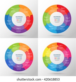 Collection of infographic templates for business with 5, 6, 7, 8 options or steps. Vector illustration can be used for diagram, graph, presentation and chart.