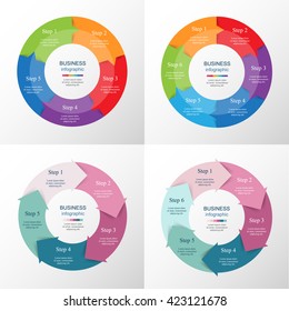 Collection of infographic templates for business with 5, 6 options or steps. Vector illustration can be used for diagram, graph, presentation and chart.