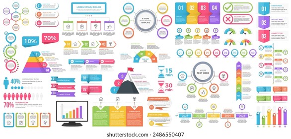 Collection of infographic templates - charts, diagrams, timeline, steps and options, vector eps10 illustration