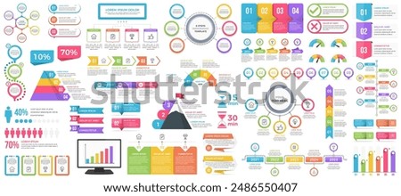 Collection of infographic templates - charts, diagrams, timeline, steps and options, vector eps10 illustration