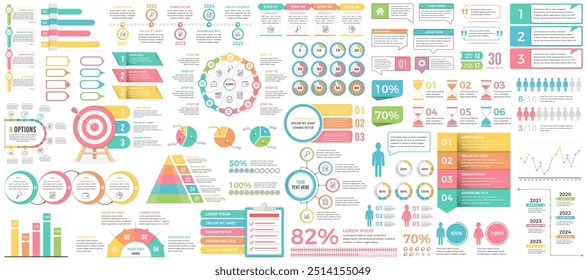 Collection of infographic templates and elements, diagrams and graphs, vector eps10 illustration