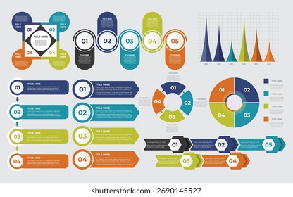 Collection of infographic templates - graphs and chart, timelines, steps and options, percents, people infographics, vector eps10 illustration