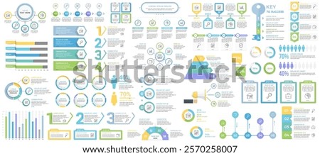 Collection of infographic templates - graphs and chart, timelines, steps and options, percents, people infographics, vector eps10 illustration