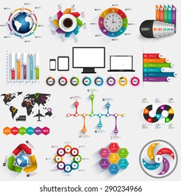 Collection of infographic vector design template. Can be used for workflow processes, banner, diagram, number options, work plan, web design.