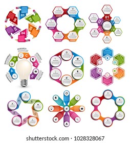 Infográficos de coleção. Elementos de design. Infográficos para apresentações comerciais ou banner de informações.
