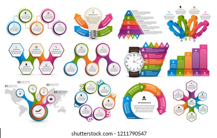 infografías de la colección. Elementos de diseño. Infografía para presentaciones de negocios o banner de información. 