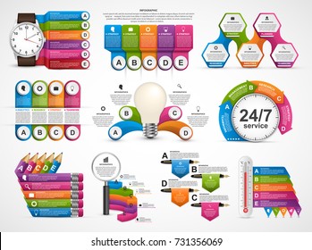 Collection infographics. Design elements. Infographics for business presentations or information banner.
