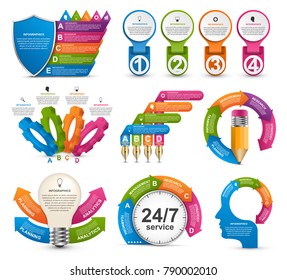 Collection infographics. Design elements. Infographics for business presentations or information banner. 