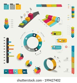 Collection of  infographics elements. Colorful set template.