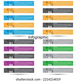 Collection infographics with steps and options, banner  for  business design and website template.