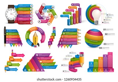 Collection infographics. Vector design elements. Infographics for business presentations or information banner, workflow layout, flow chart.