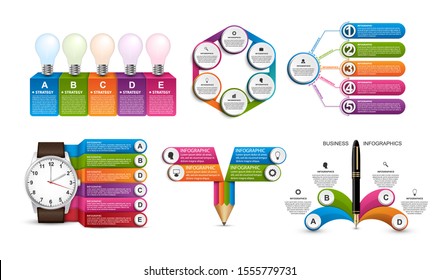 Collection infographics. Vector design elements. Infographics for business presentations or information banner, workflow layout, flow chart. 