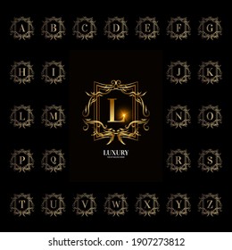 Collection initial alphabet with luxury ornament floral frame