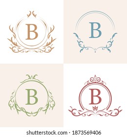 Collection initial B logo with luxury ornament frame.