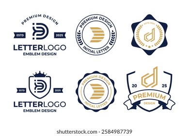 Collection Of Initial Letter D Emblem Logo Design Template