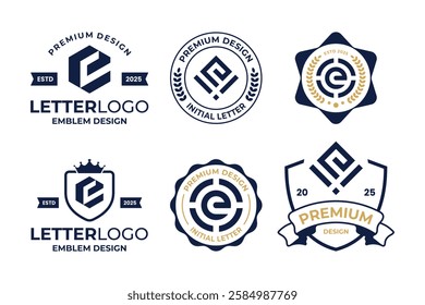 Collection Of Initial Letter E Emblem Logo Design Template