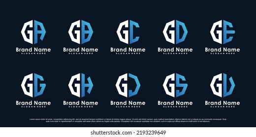 Colección de la letra inicial g icono plantilla de diseño logotipo con elemento creativo Vector Premium