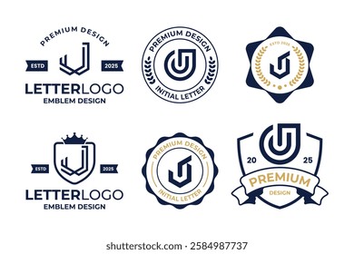 Collection Of Initial Letter J Emblem Logo Design Template