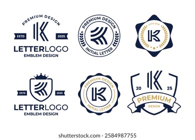 Collection Of Initial Letter K Emblem Logo Design Template