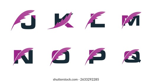 collection Initial letter logos and feather symbols. collection Feather design elements, Initial letter logo icons, Initial Logo Templates