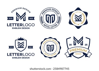 Collection Of Initial Letter M Emblem Logo Design Template